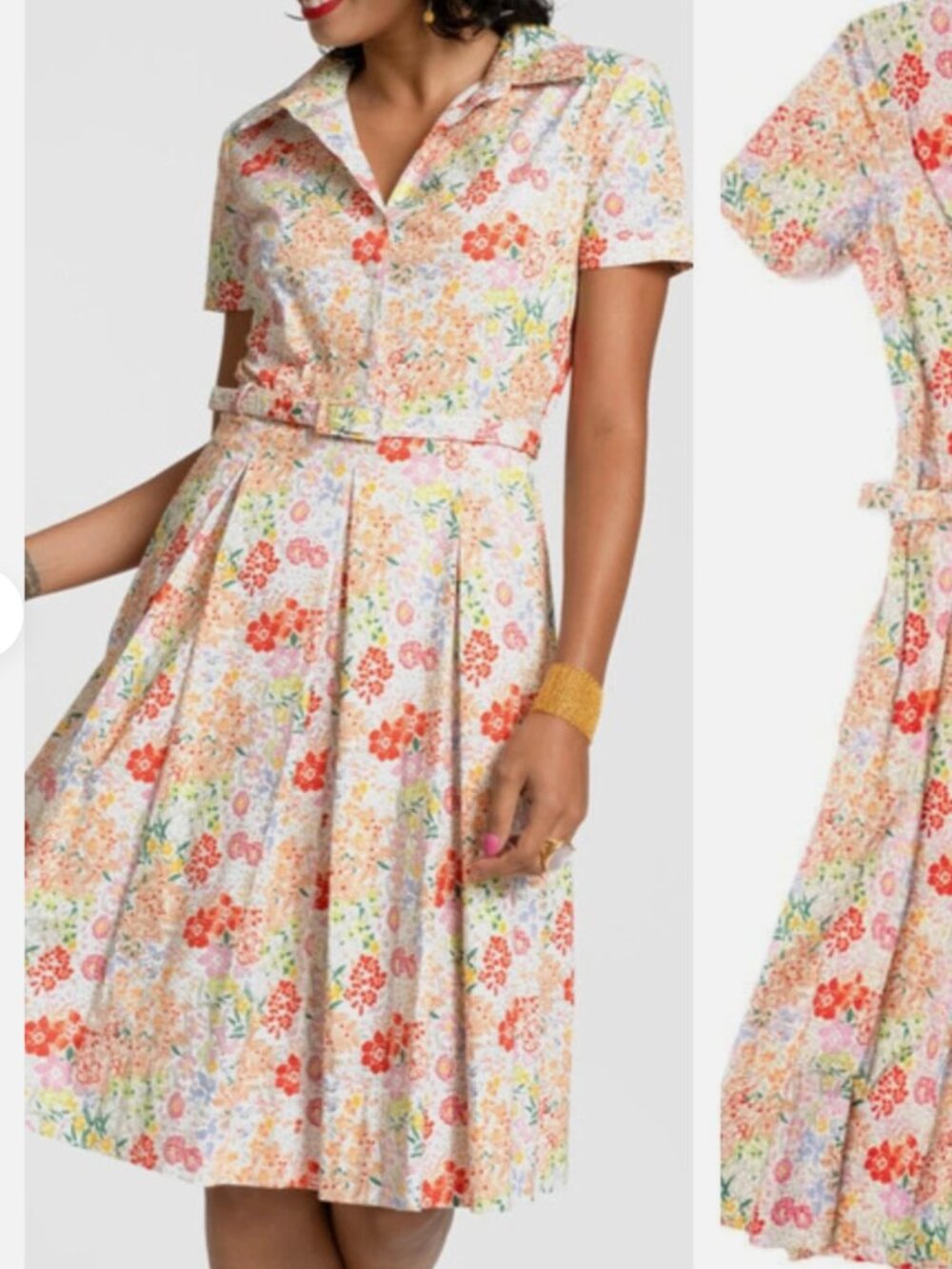 FRANCES VALENTINE Isabella Floral Belted Dress Size SMALL